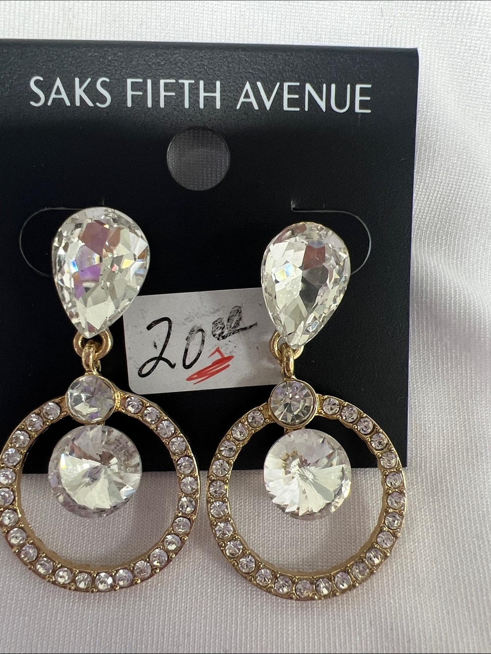 Saks Fifth Avenue Clear Crystal Gold-Tone Hoop Drop Earrings
